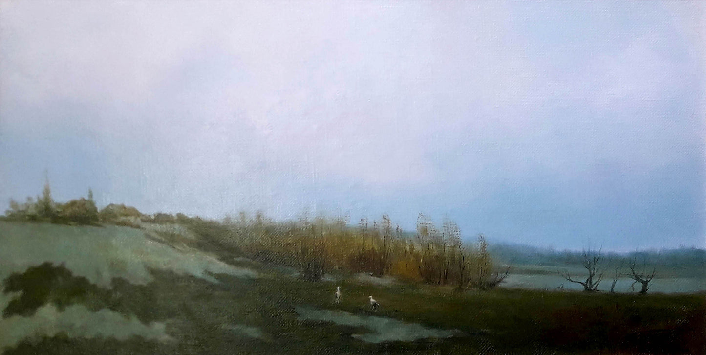 Oil painting The storks have arrived Korkishko Vasily