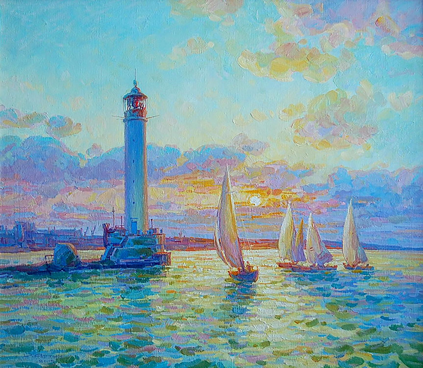 Oil painting Odessa. Vorontsovsky lighthouse Artim Dmitry