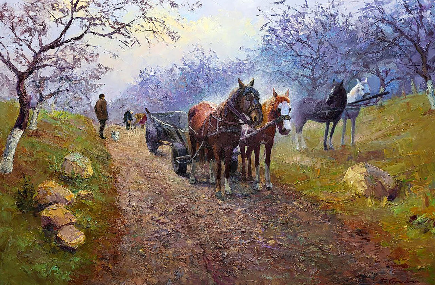 Oil painting In the autumn garden Boris Serdyuk