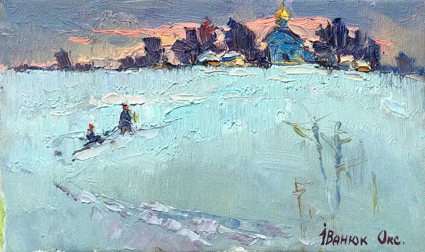 Oil painting Freezing day Ivanyuk Oksana