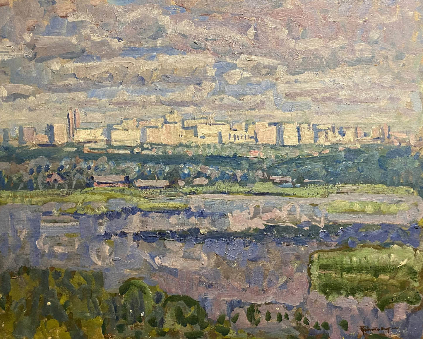Oil painting White houses Georgy Kolosovsky