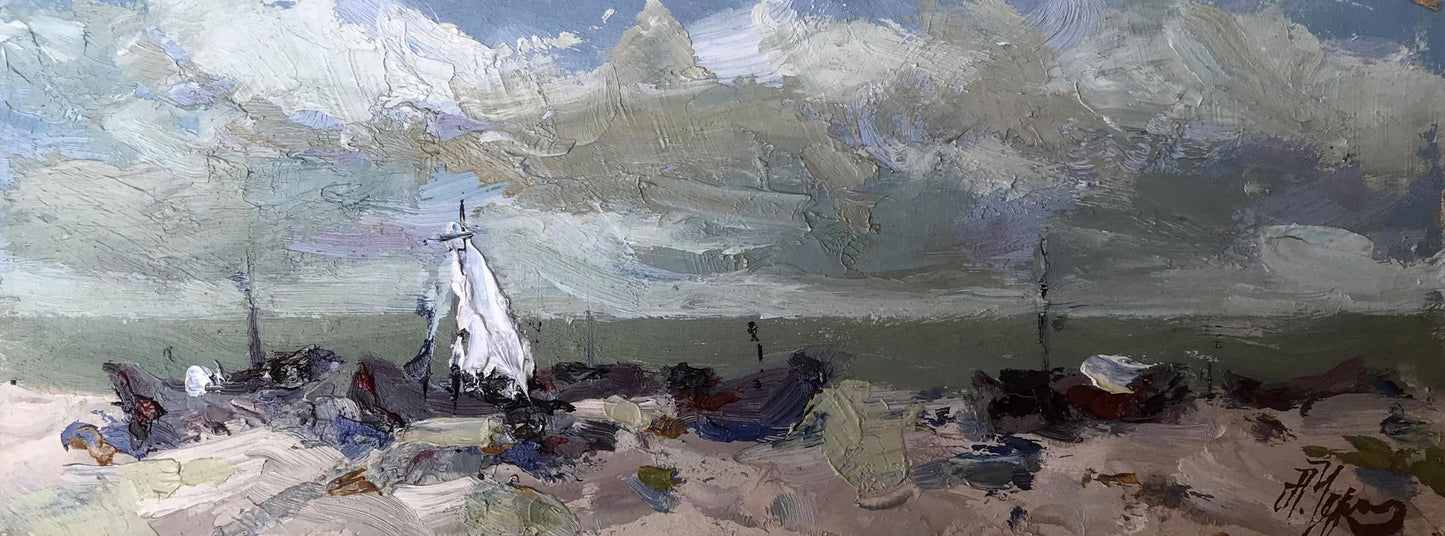 Oil painting Fisherman's Beach Alexander Nikolaevich Cherednichenko