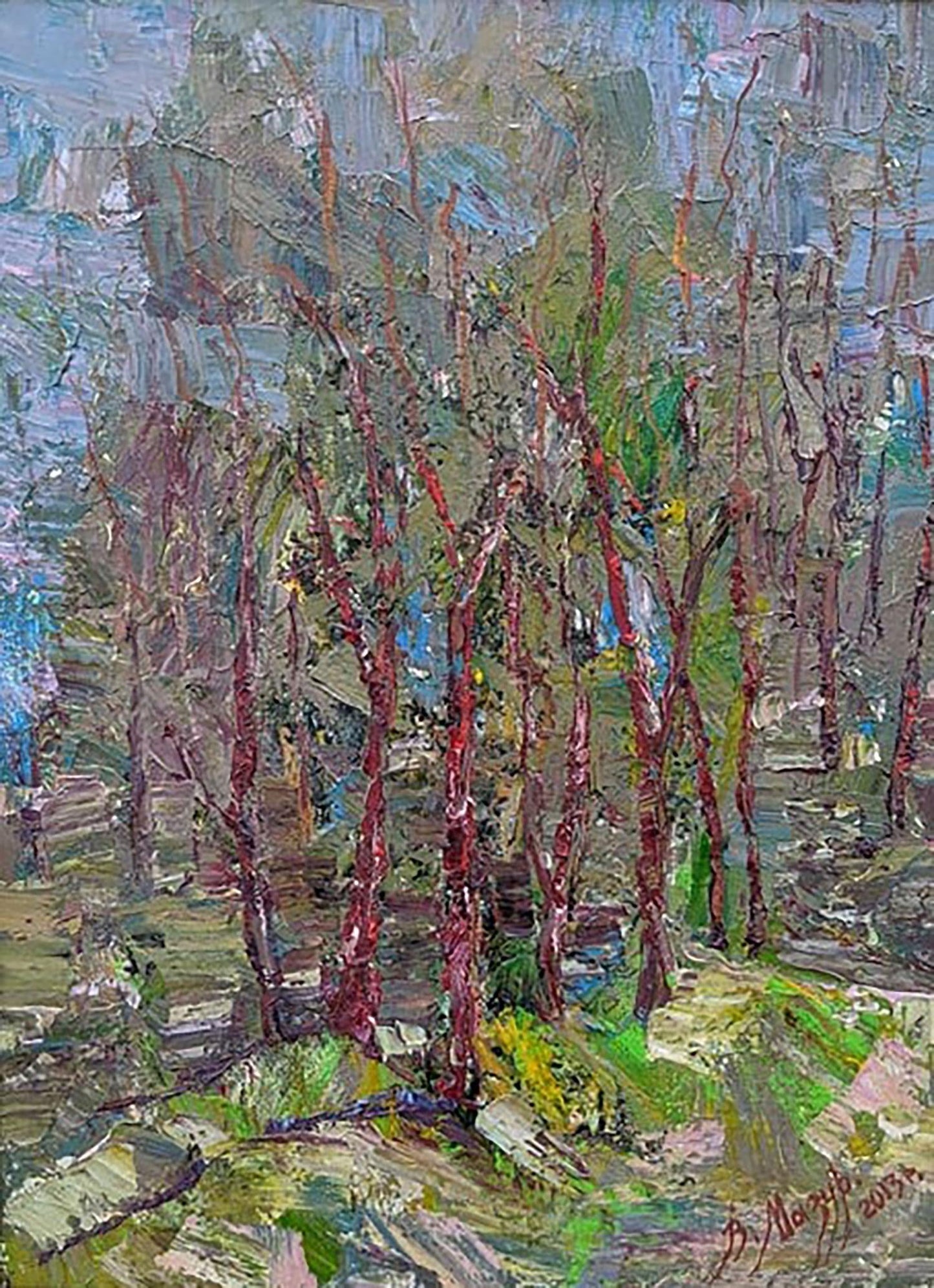 Oil painting Evening in the forest Mazur Vladimir