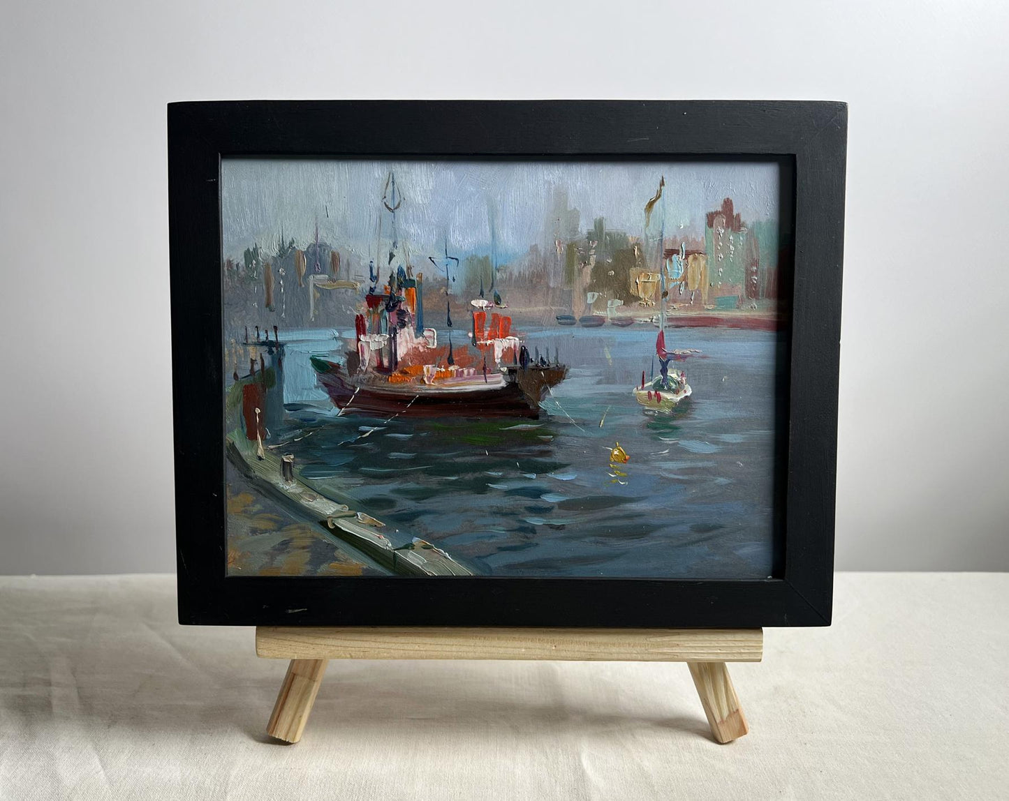 OIl painting Ship at the pier Yuriy Suprunchuk