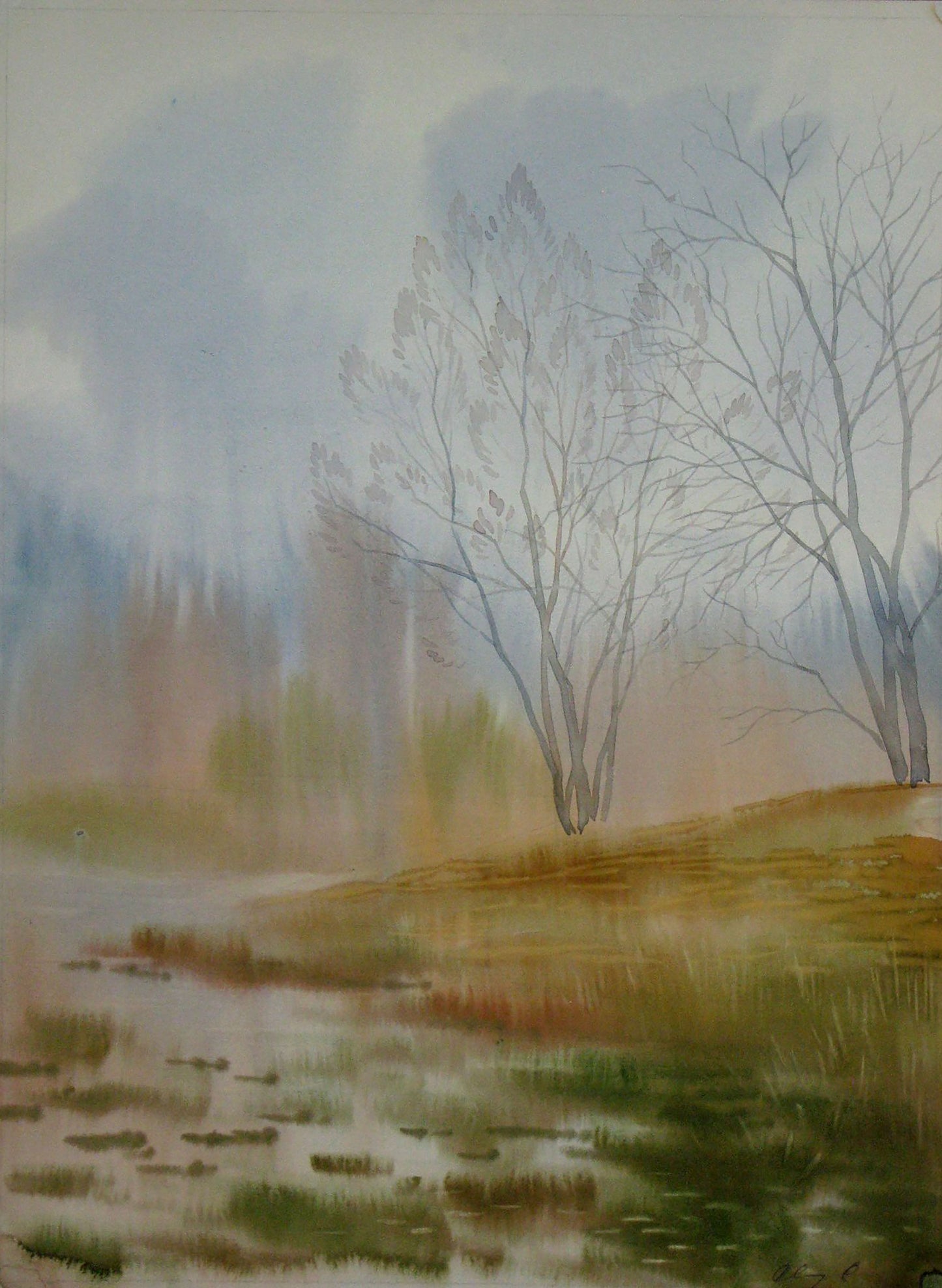 Watercolor painting The last days of autumn Savenets Valery