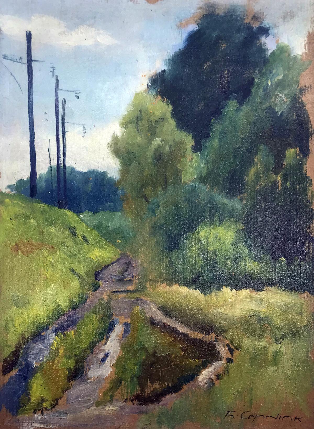 Oil painting Railway mound Boris Serdyuk