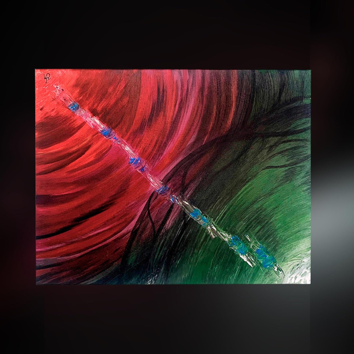 Abstract acrylic painting Cosmic passion Valeria Sign