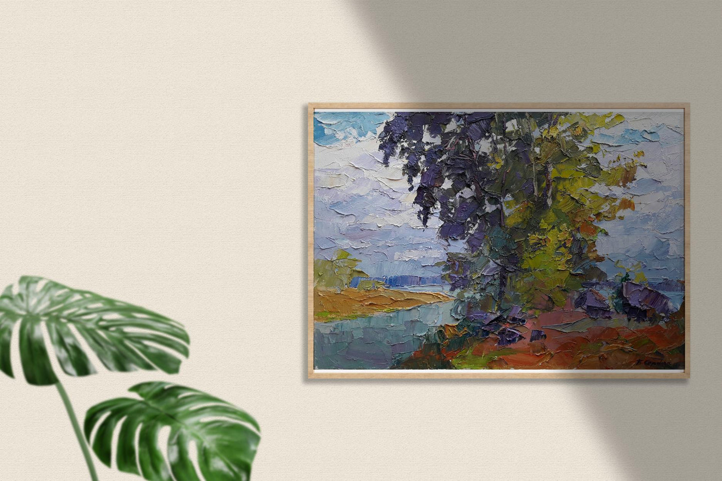 Boris Petrovich Serdyuk's oil painting depicts autumn colors