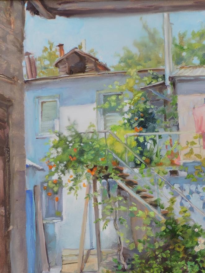 Oil painting Old town Osnach Olesia