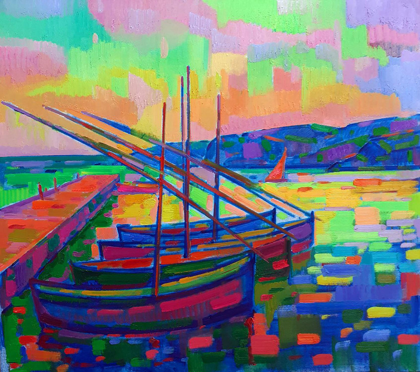 Oil painting On the pier Peter Dobrev