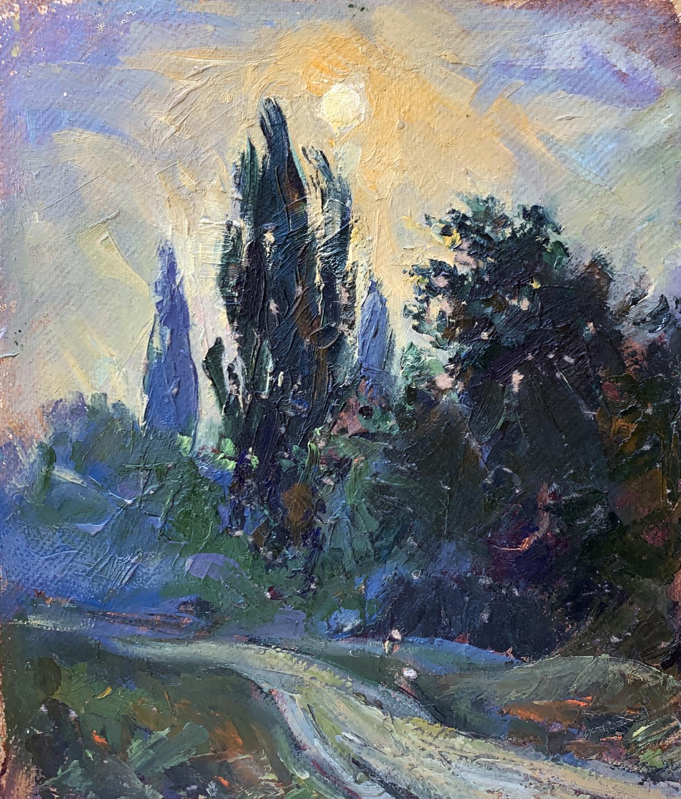 Oil painting Yellow sunset Mykhailo Burdylo