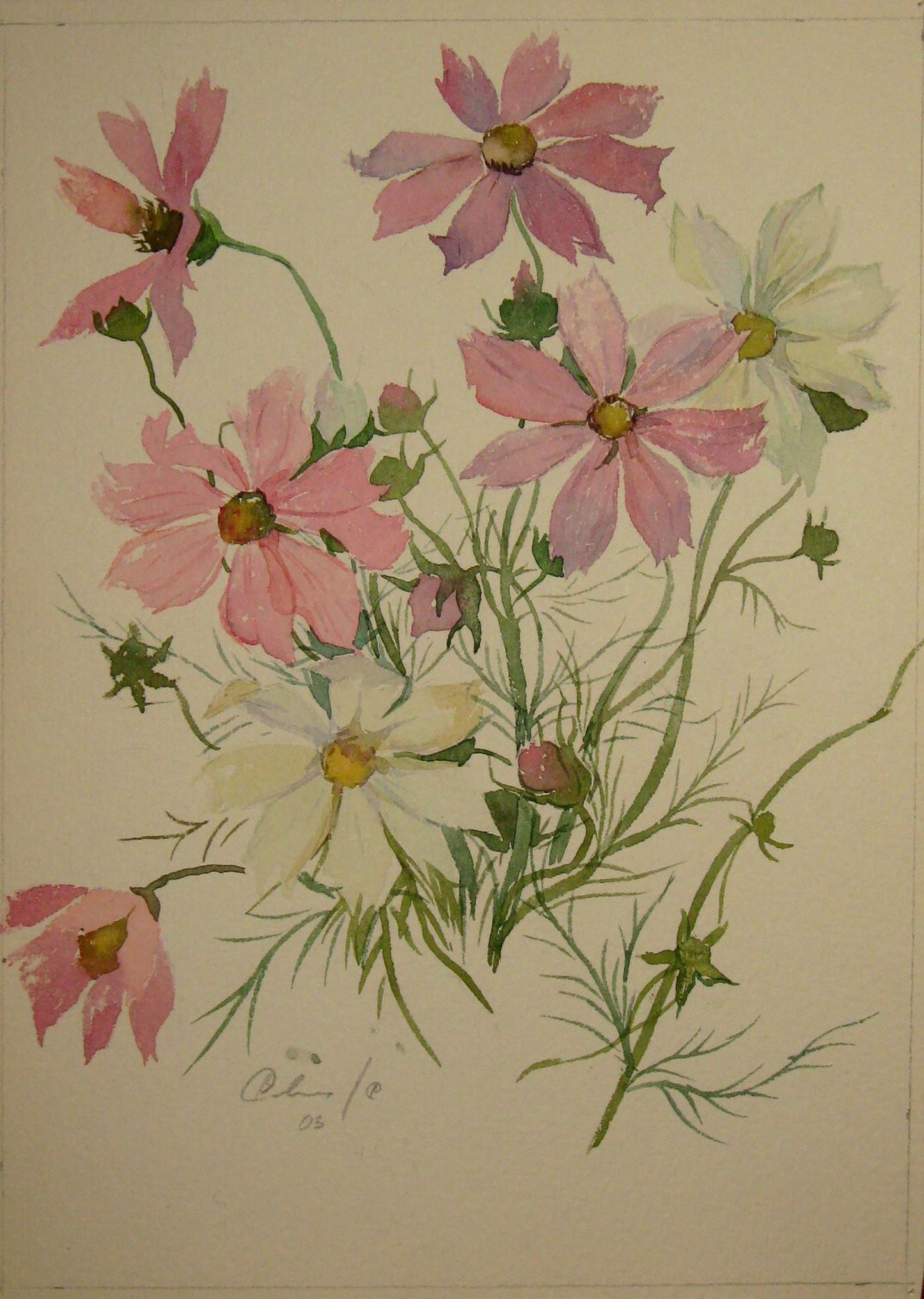 Watercolor painting Peonies Savenets Valery