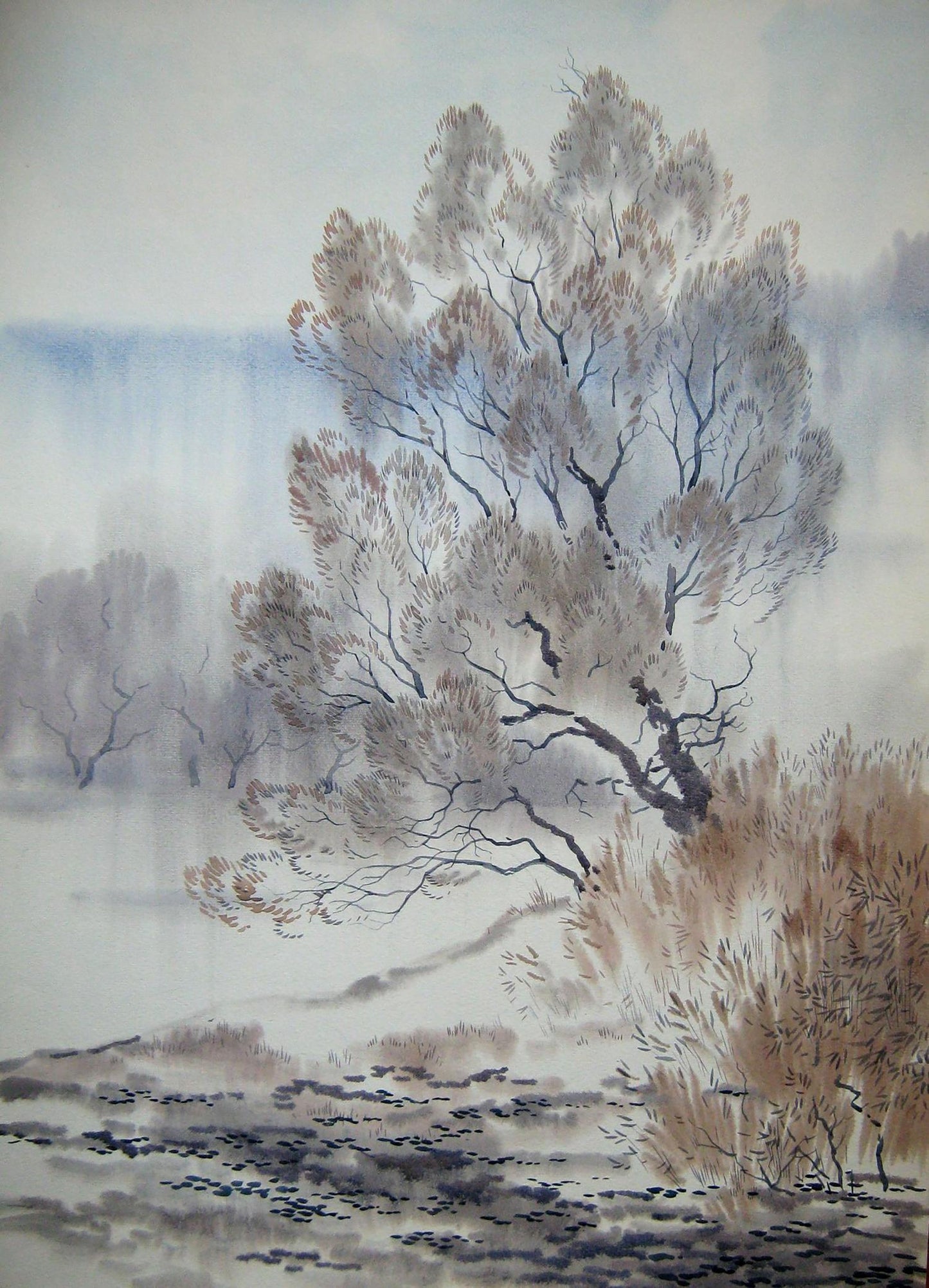 Watercolor painting In winter Savenets Valery