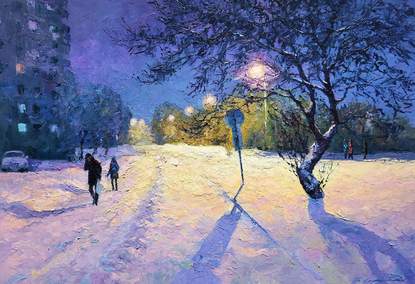 Oil painting Quiet winter evening Boris Serdyuk