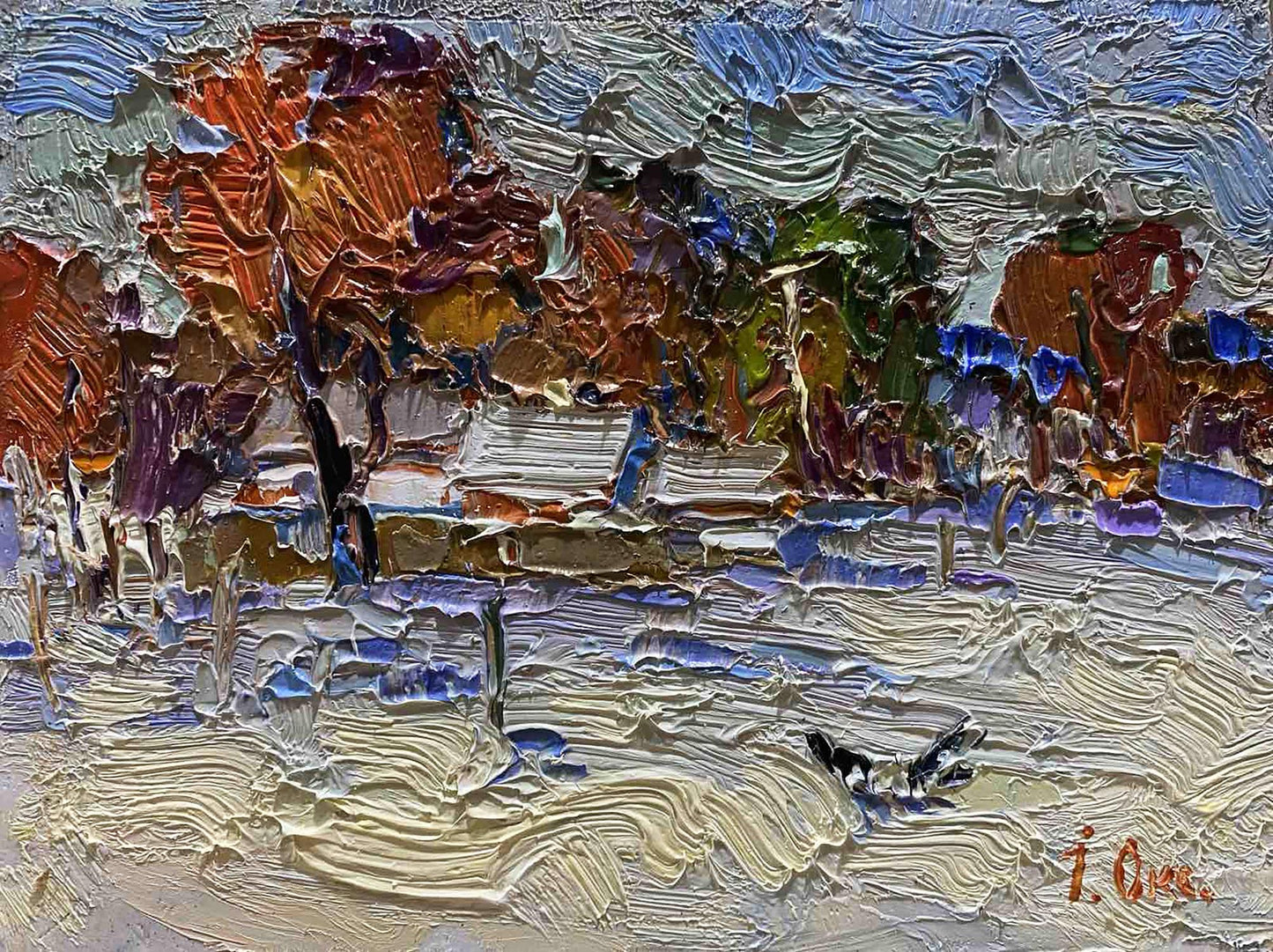 Oil painting winter