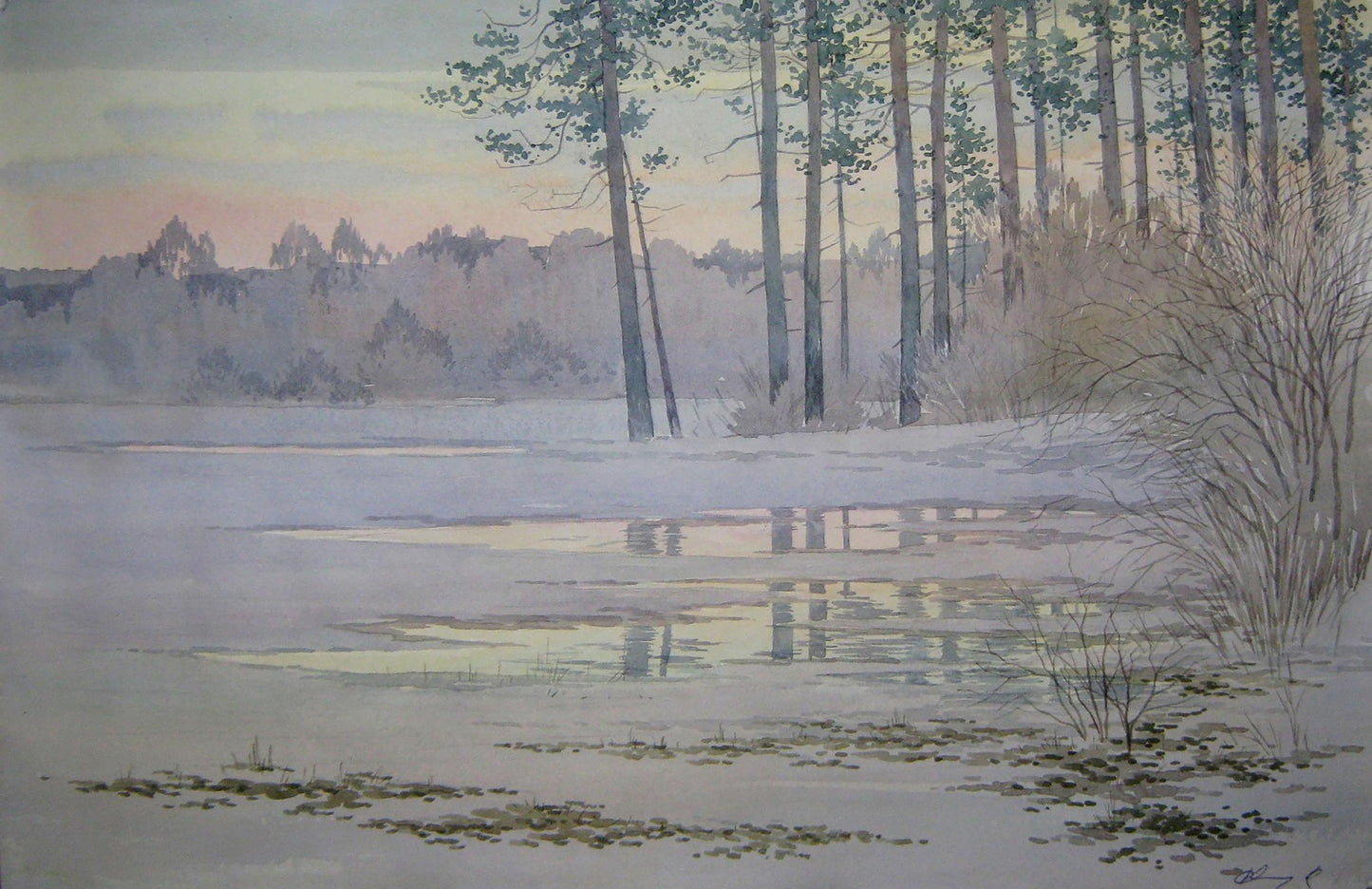 Watercolor painting It's warmer Savenets Valery