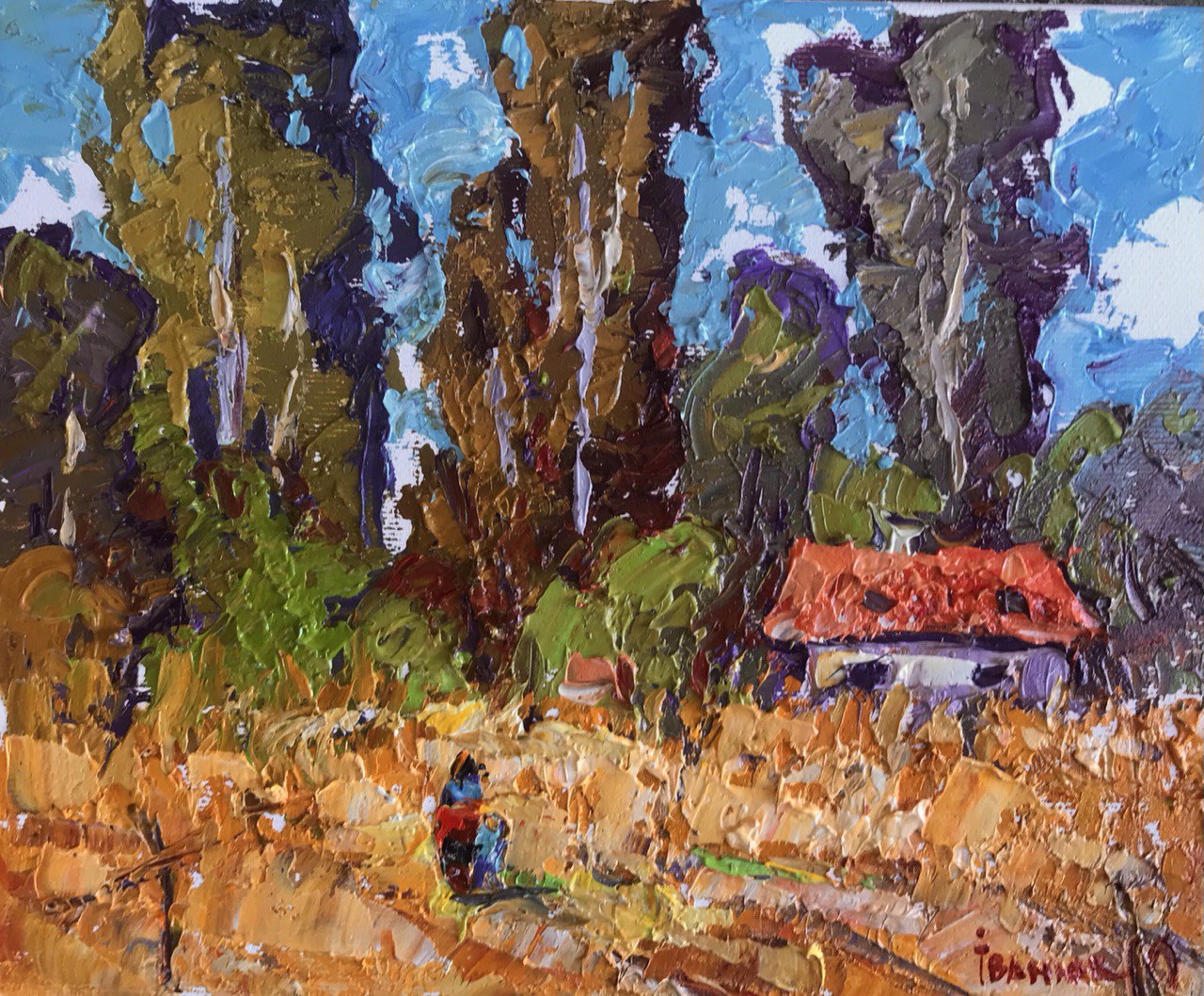 Oil painting Autumn poplars Ivanyuk Alex