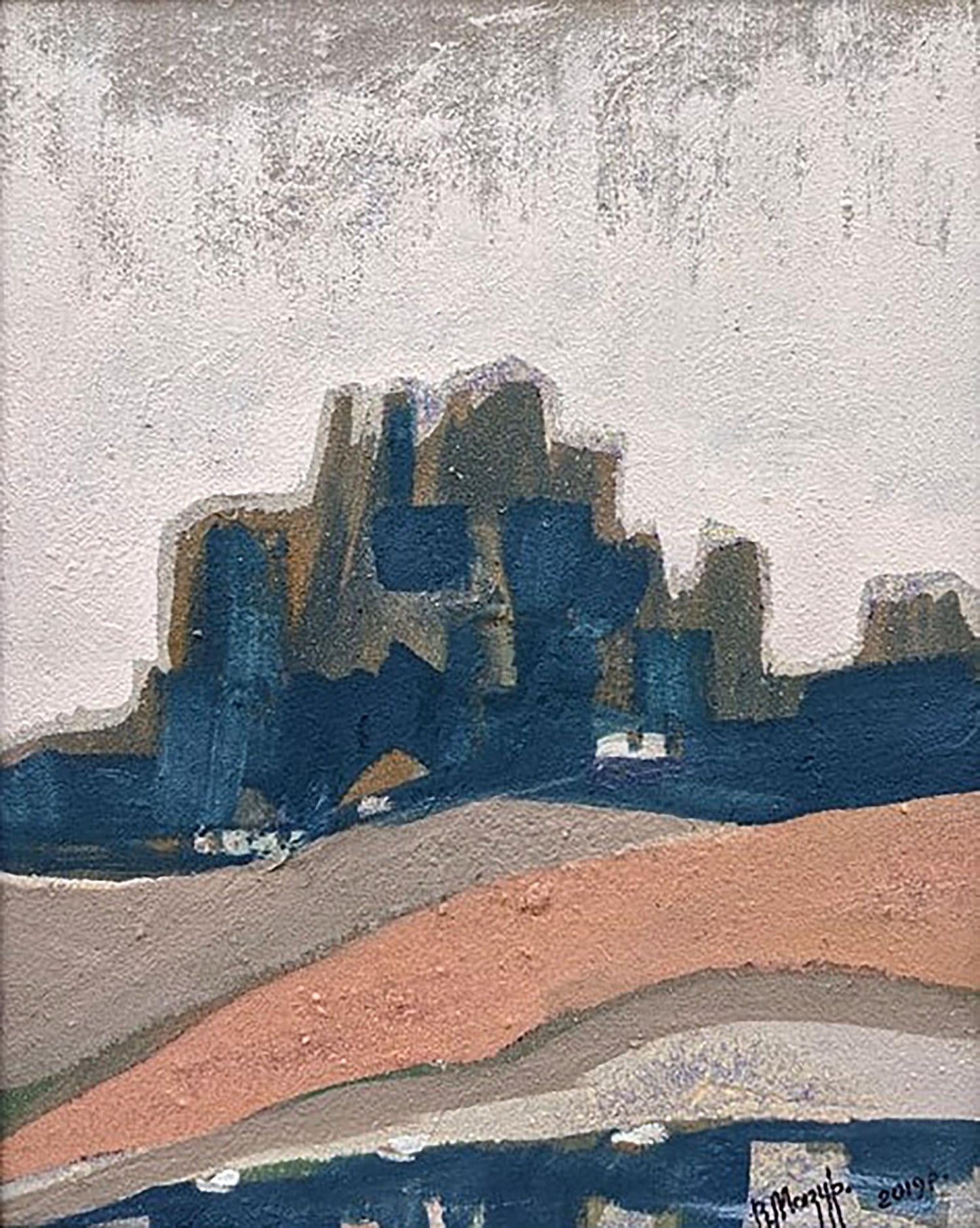 Abstract oil painting Small village Mazur Vladimir