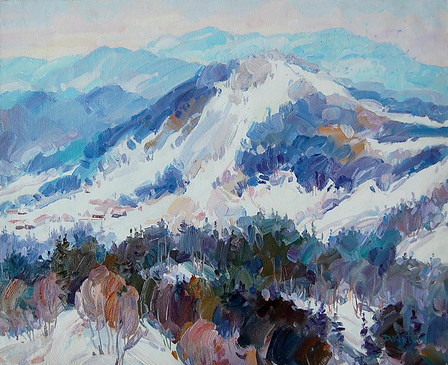 Oil painting Carpathians in Bukovel Artim Dmitry
