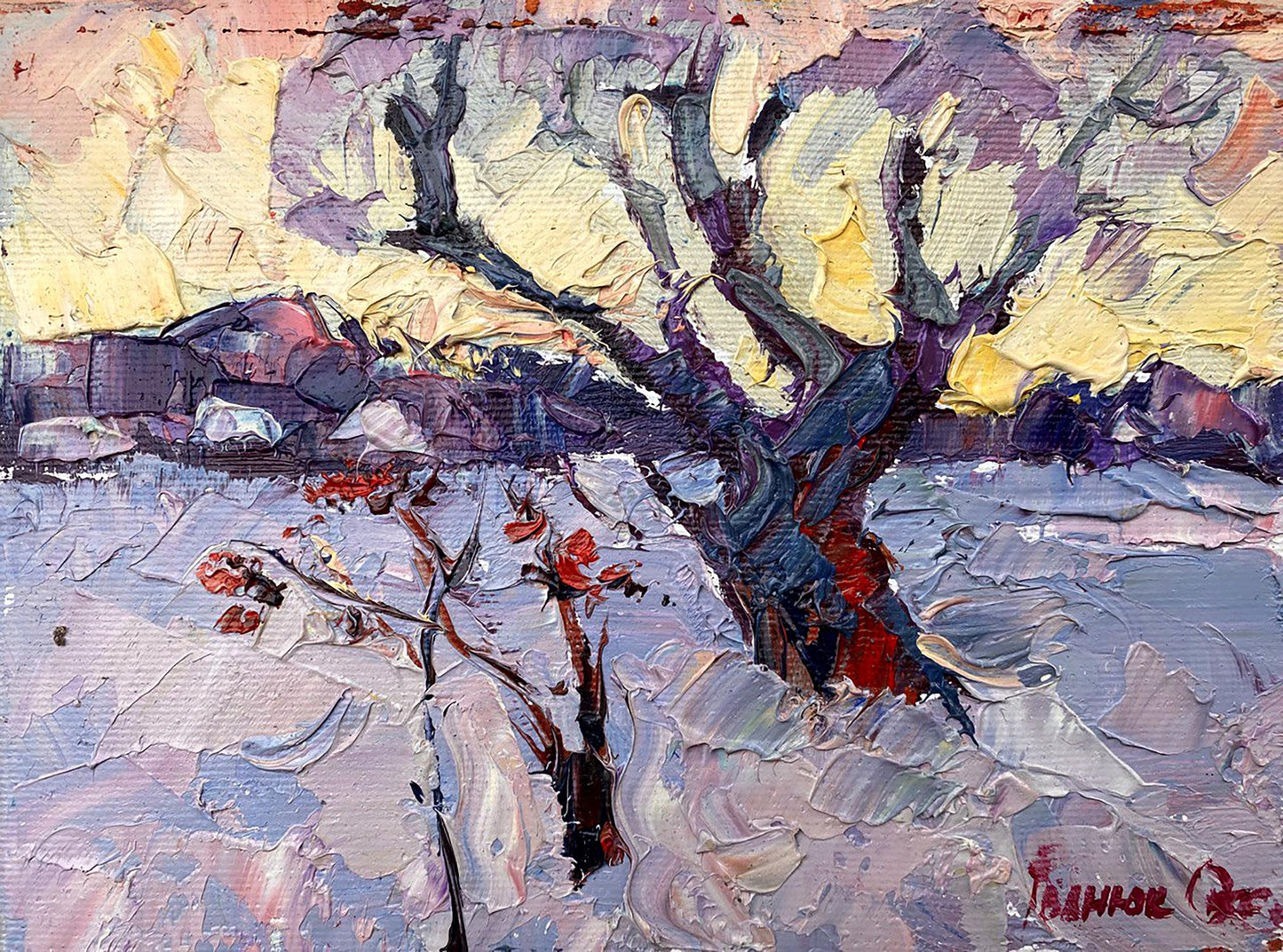 Oil painting Frosty evening Ivanyuk Oksana