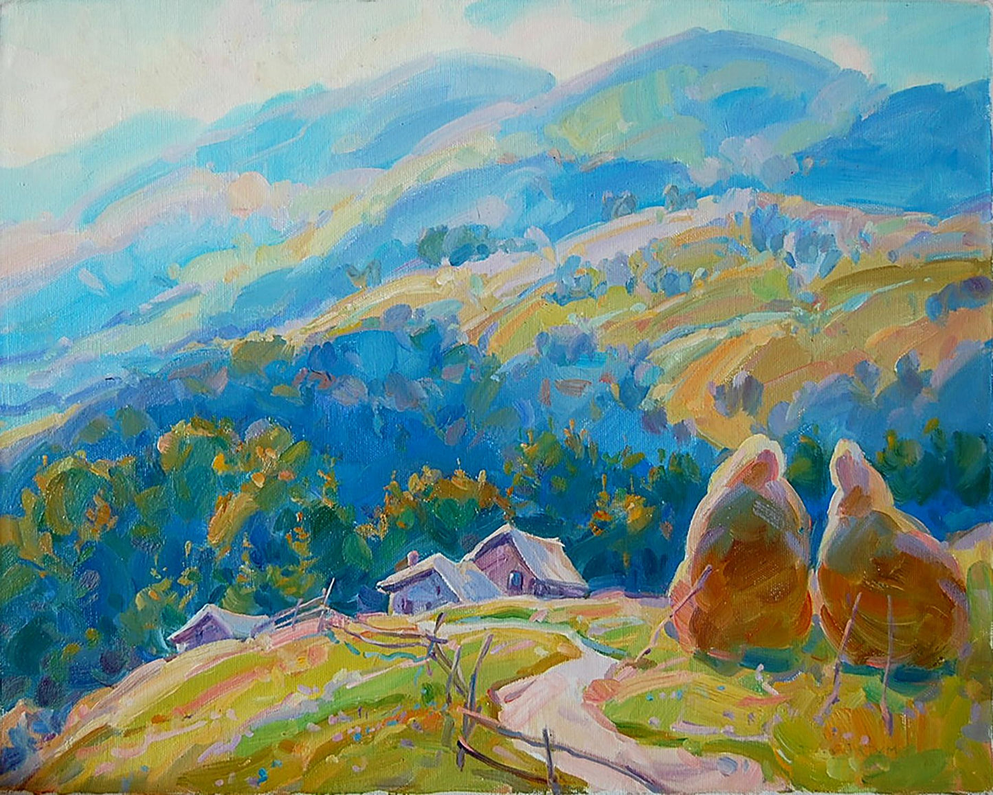 Oil painting Carpathians. Summer Artim Dmitry