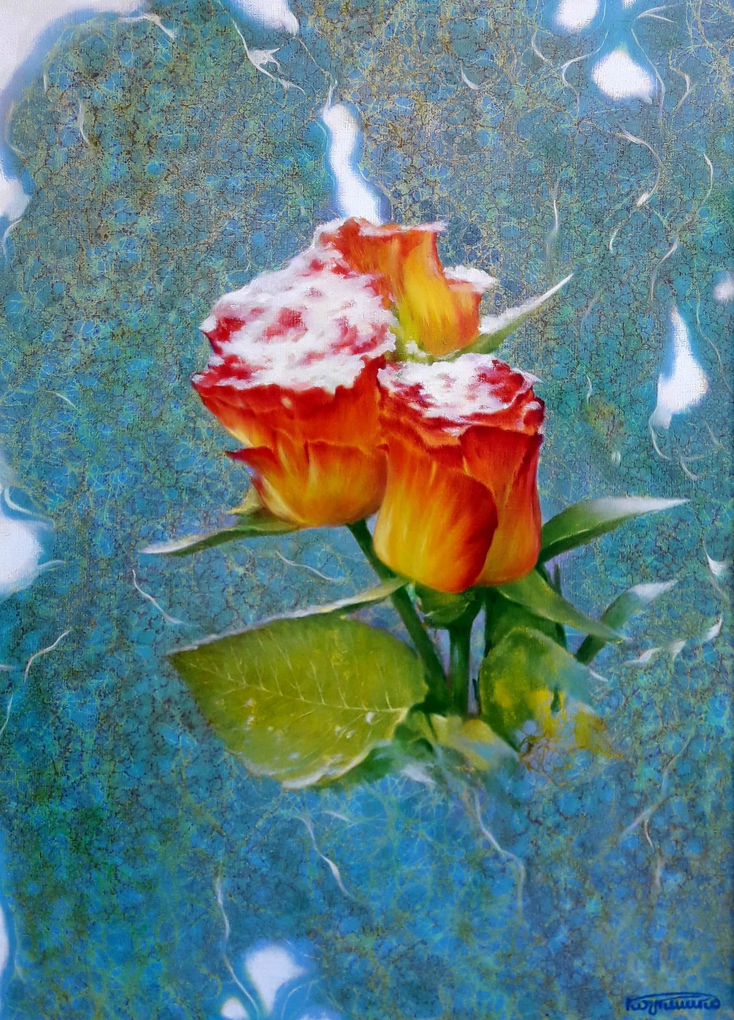 Oil painting Gift of roses Vasily Korkishko