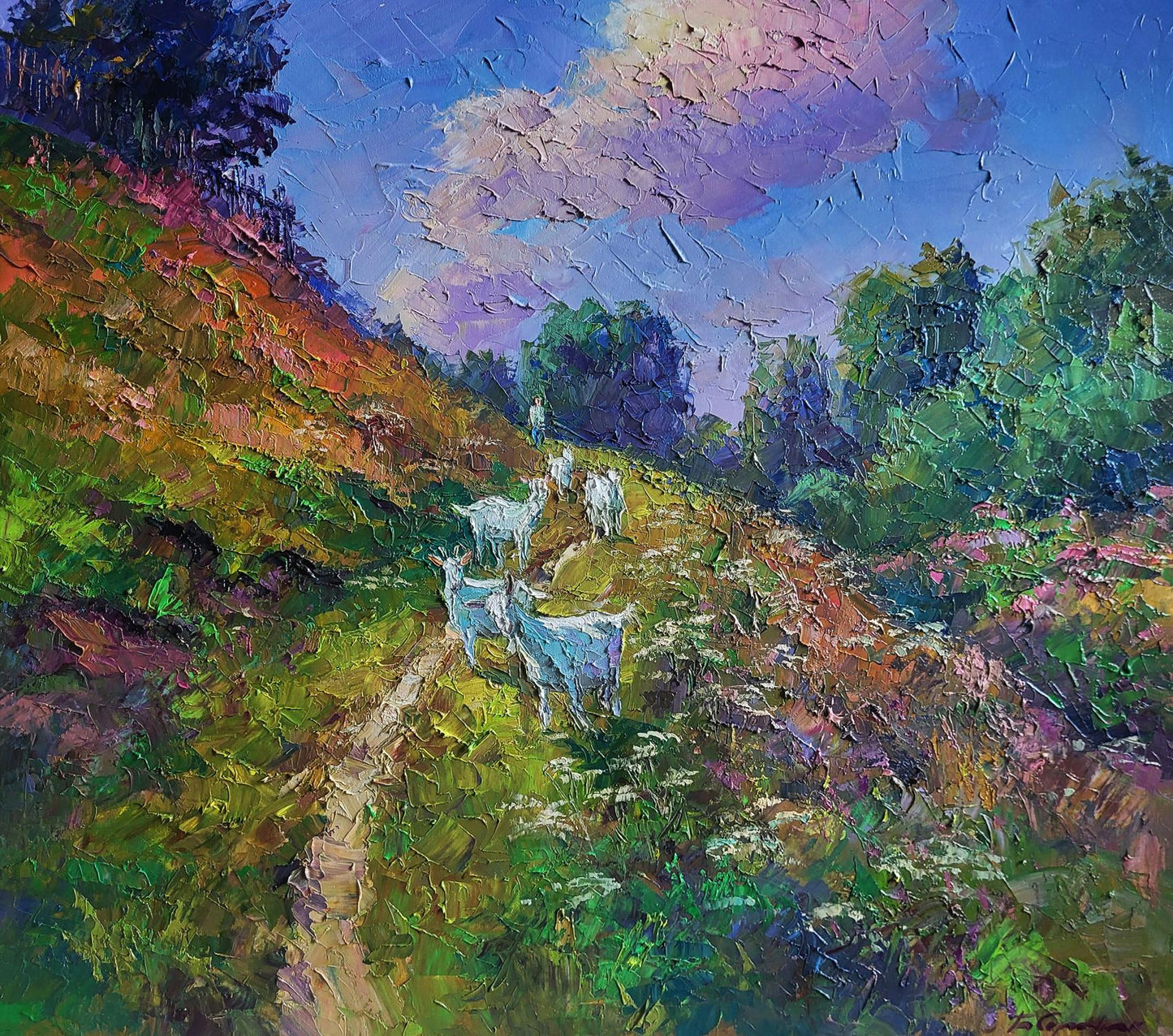 Oil painting White goats Boris Serdyuk