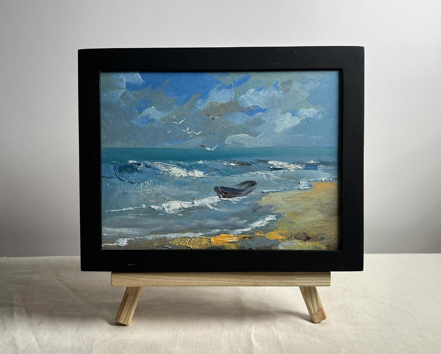OIl painting Seagulls on the seashore Yuriy Suprunchuk