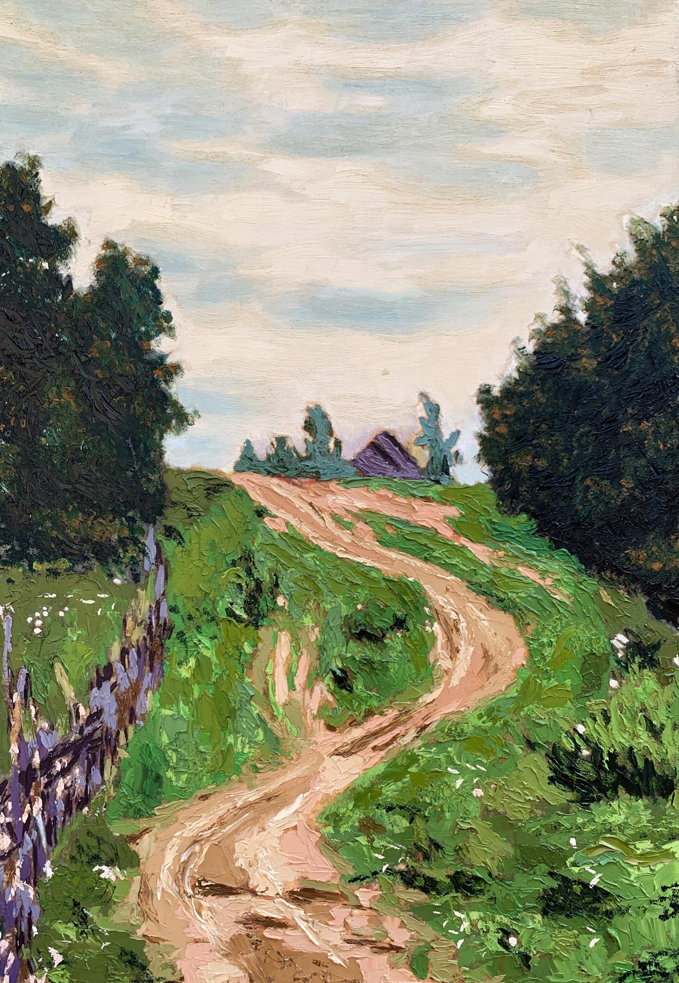 Oil painting The road to the village Oleksandr Gukalov