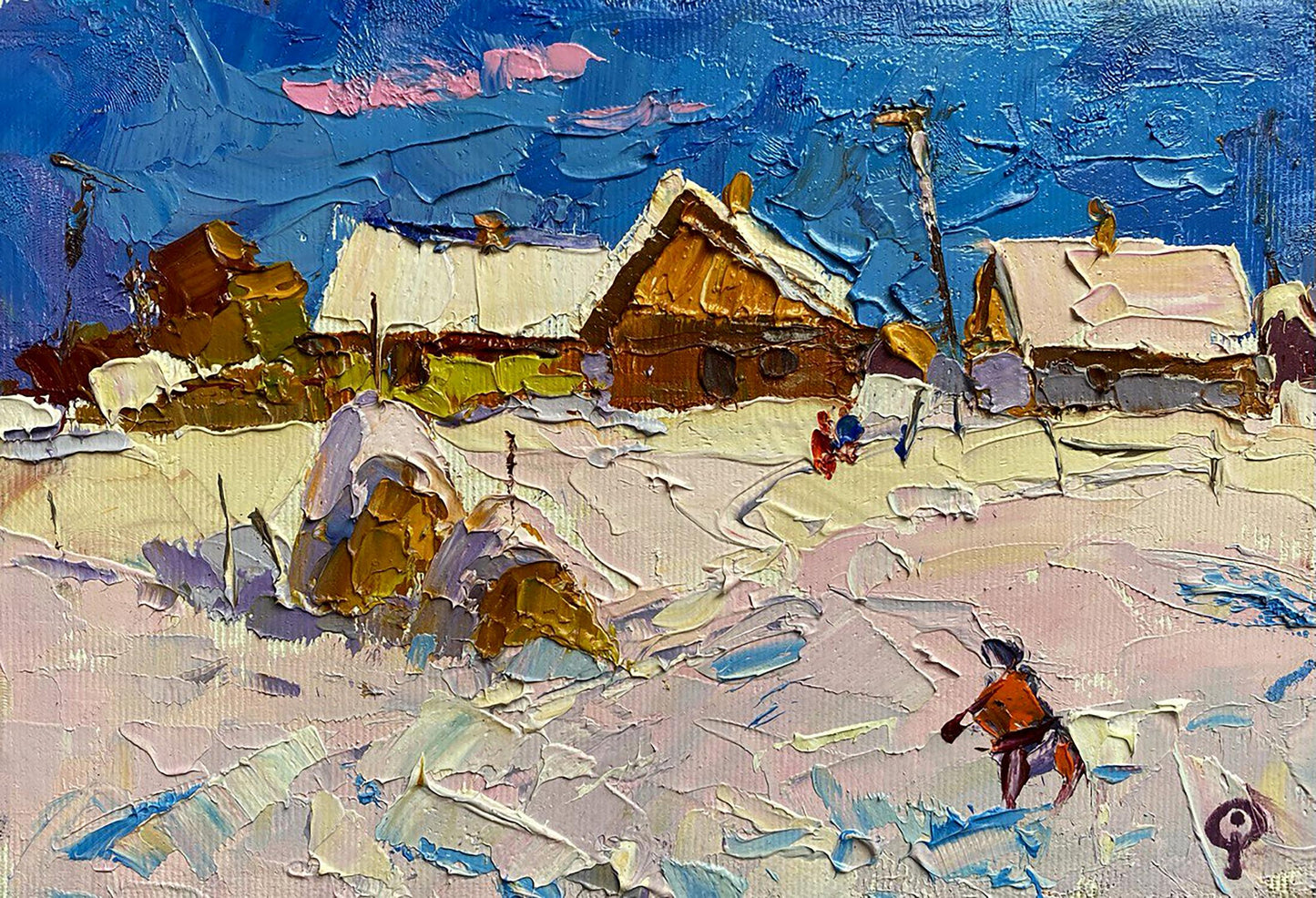 Oil painting Winter Landscape