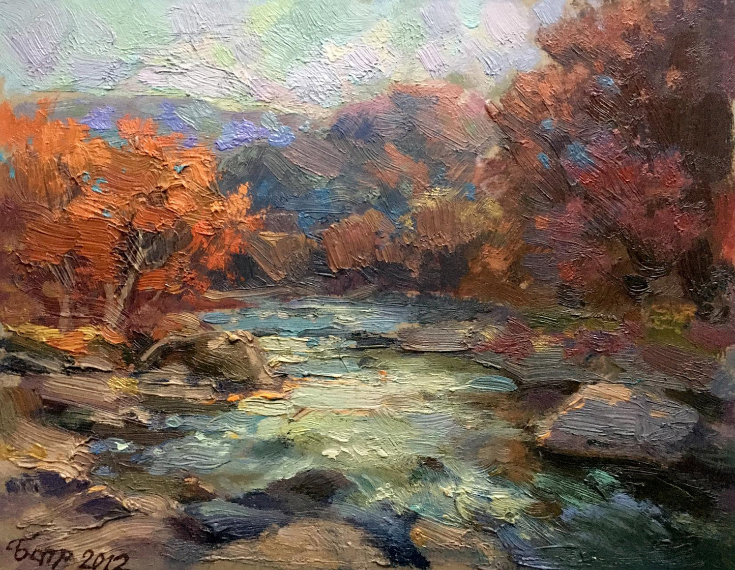 Oil painting Autumn river Batrakov Vladimir Grigorievich
