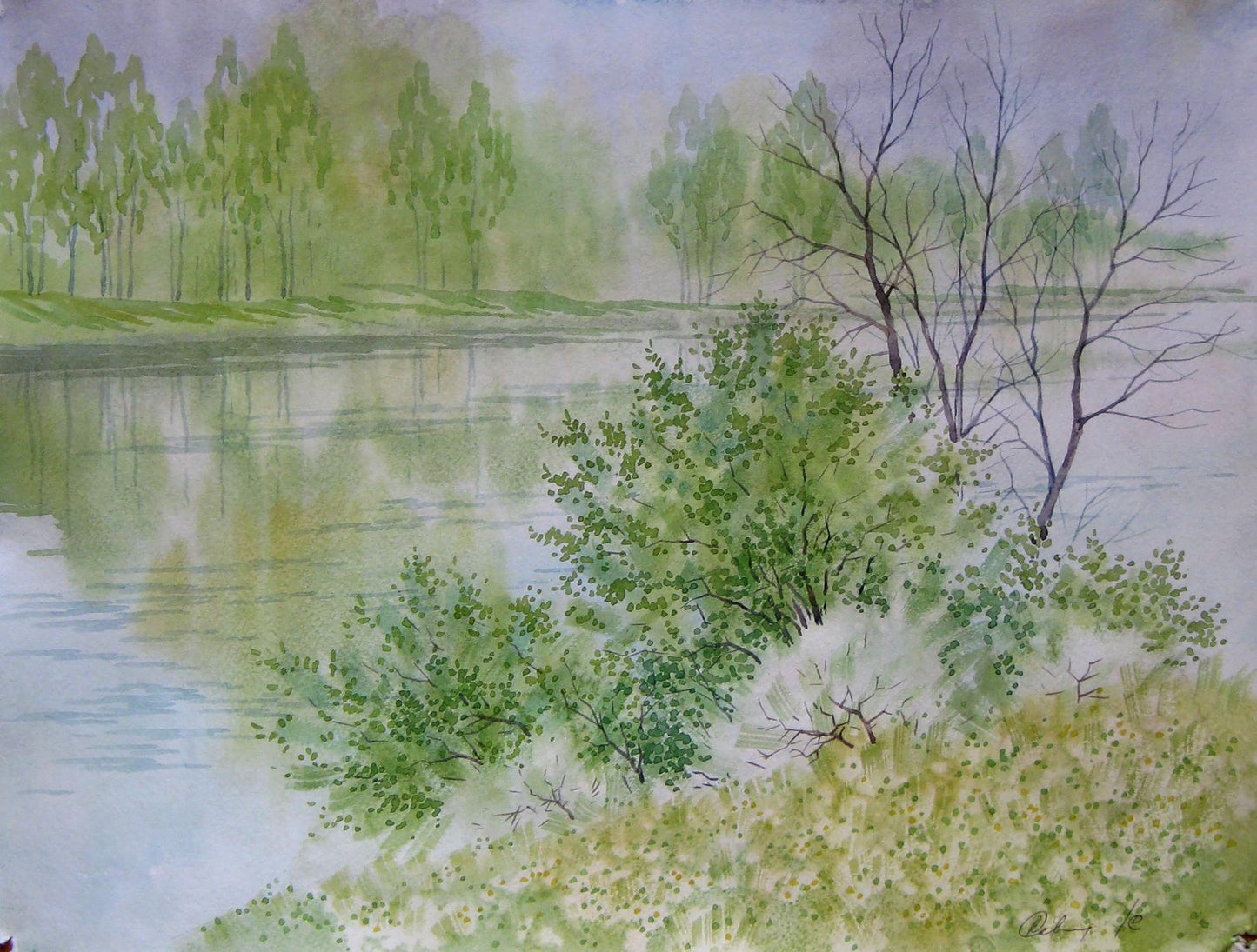 Watercolor painting April day Savenets Valery