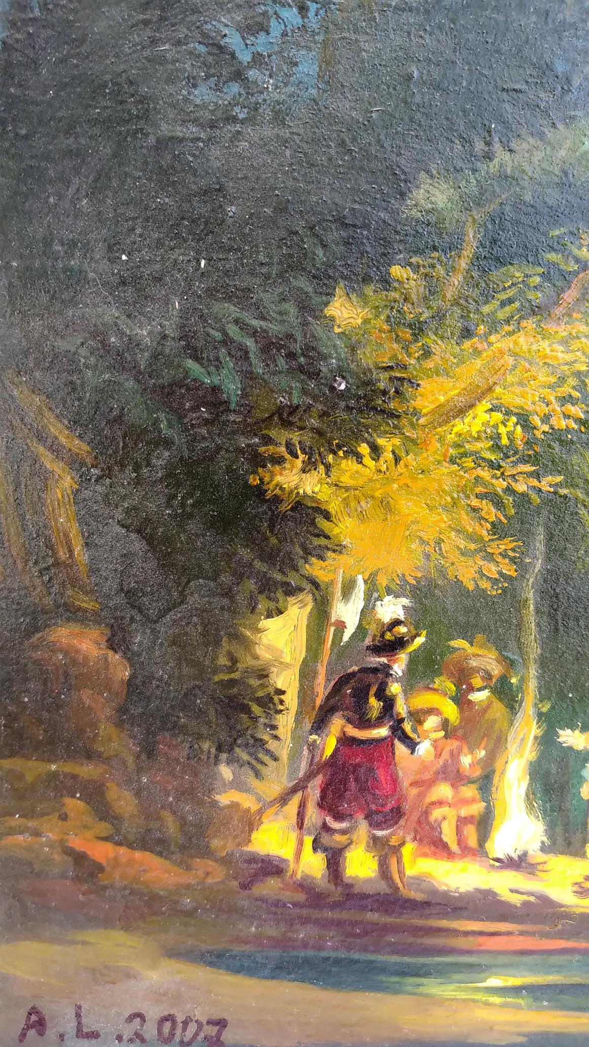 Oil painting Moonlight night Alexander Arkadievich Litvinov