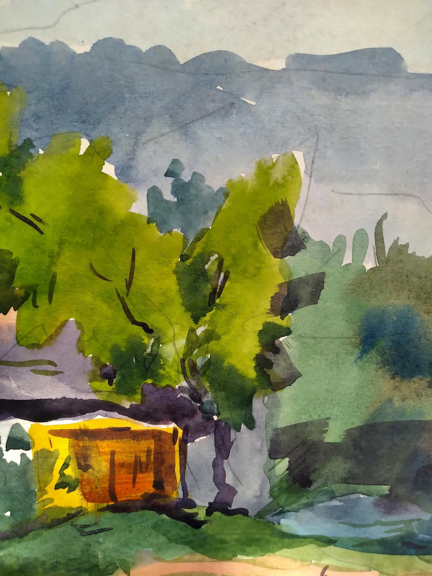 Watercolor painting House with boats Litvinov Oleg Arkad'yevich
