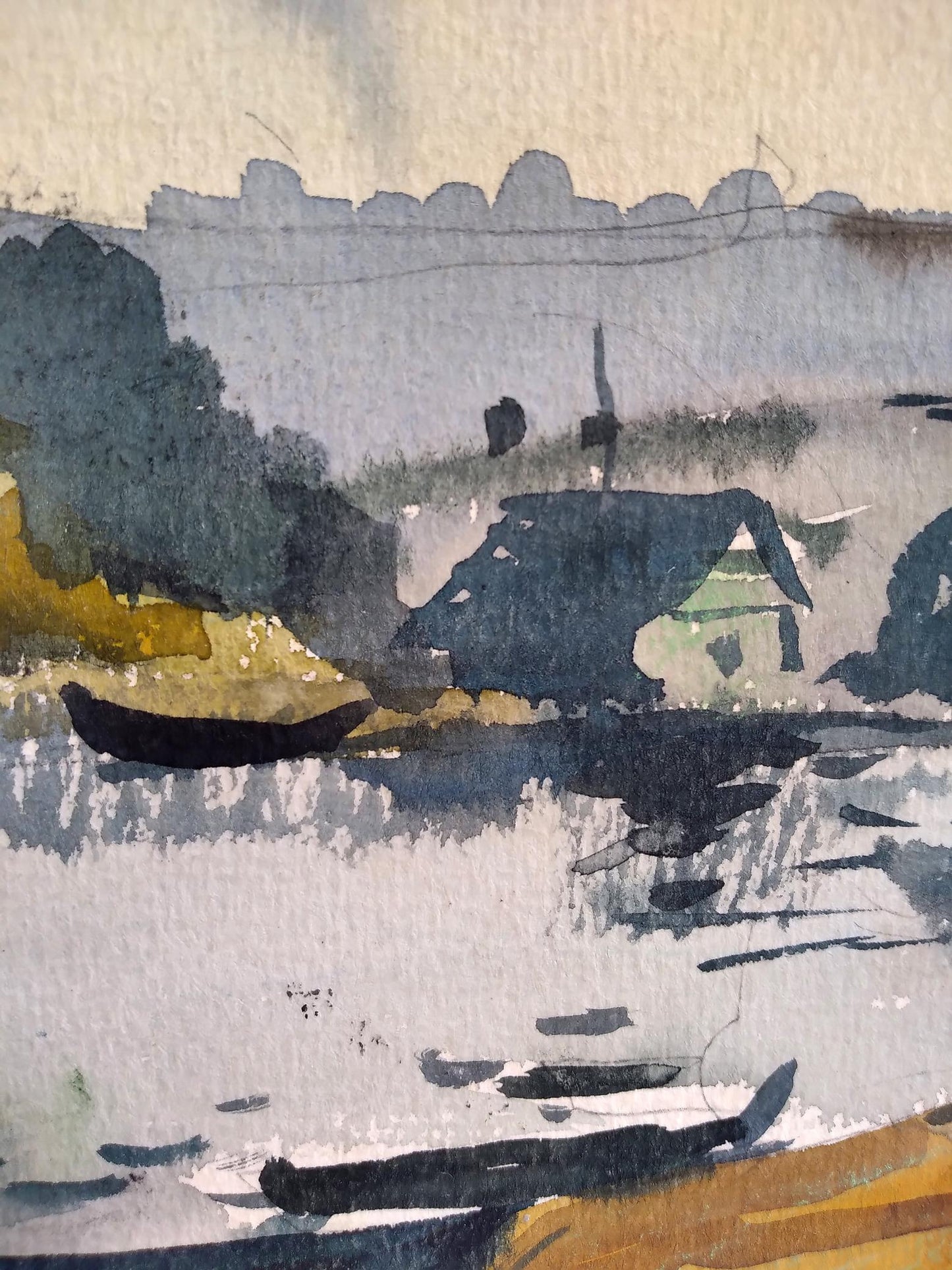 Watercolor painting The weather is spoiling Litvinov Oleg Arkad'yevich