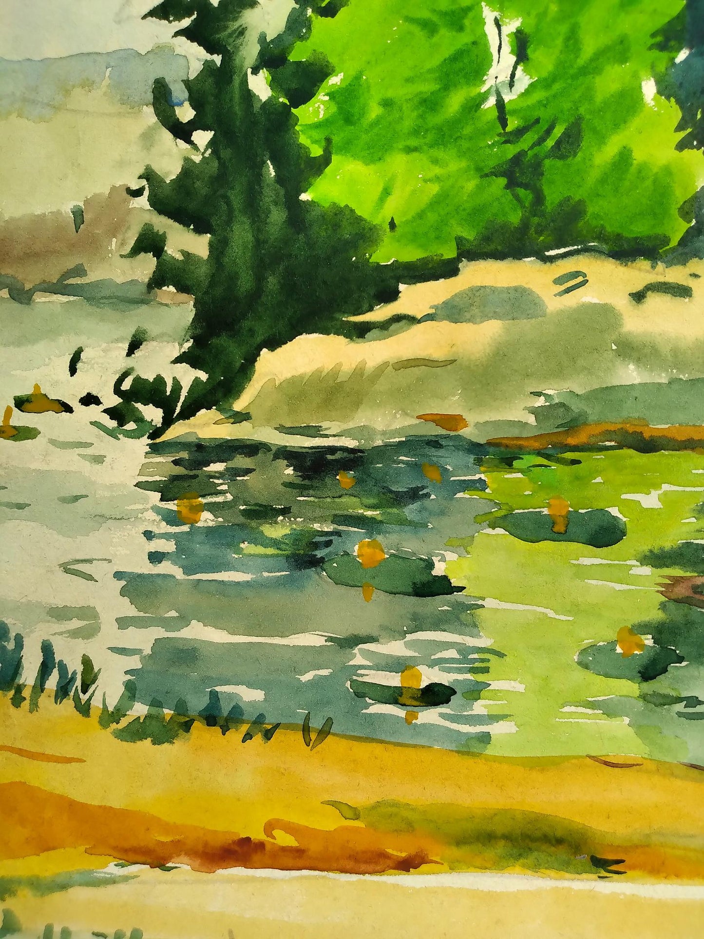 Watercolor painting Walking on a sunny day Oleg Litvinov