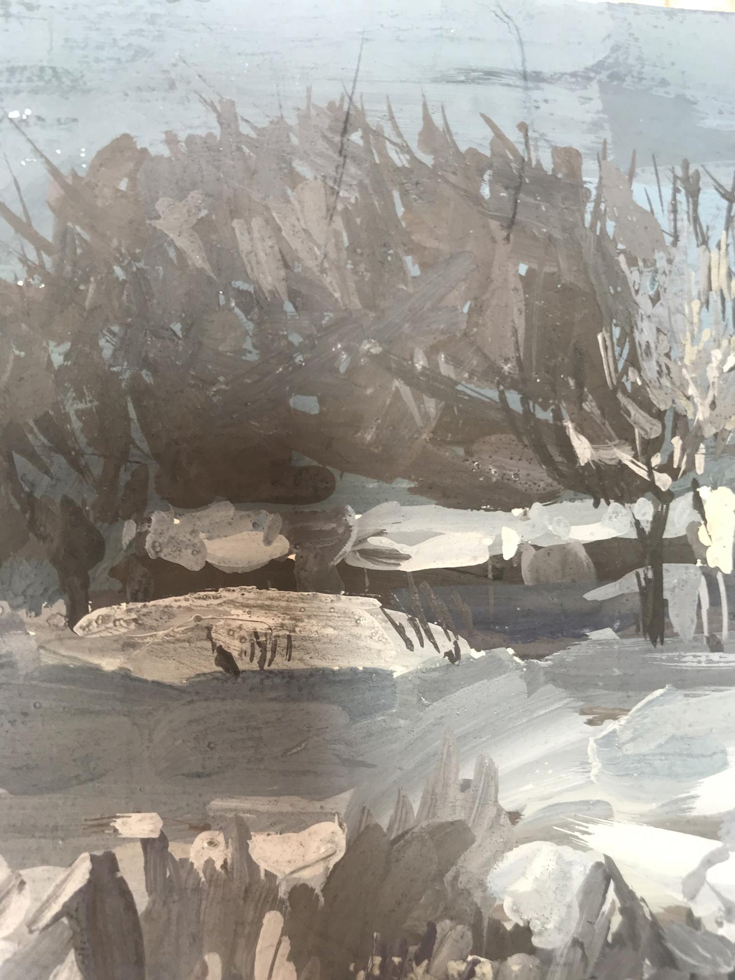 Oil painting Winter village landscape Sakhno Ludmila