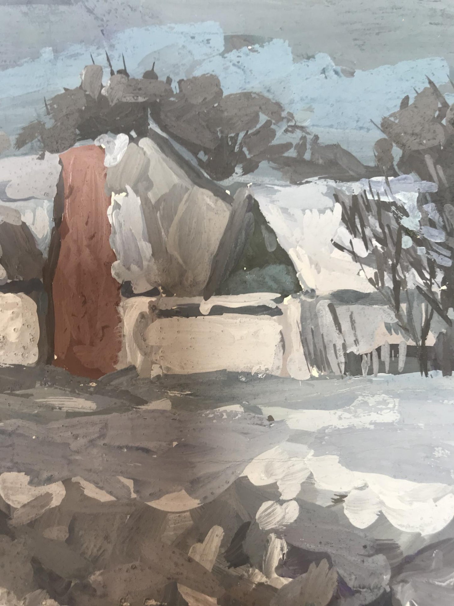 Oil painting Winter village landscape Sakhno Ludmila