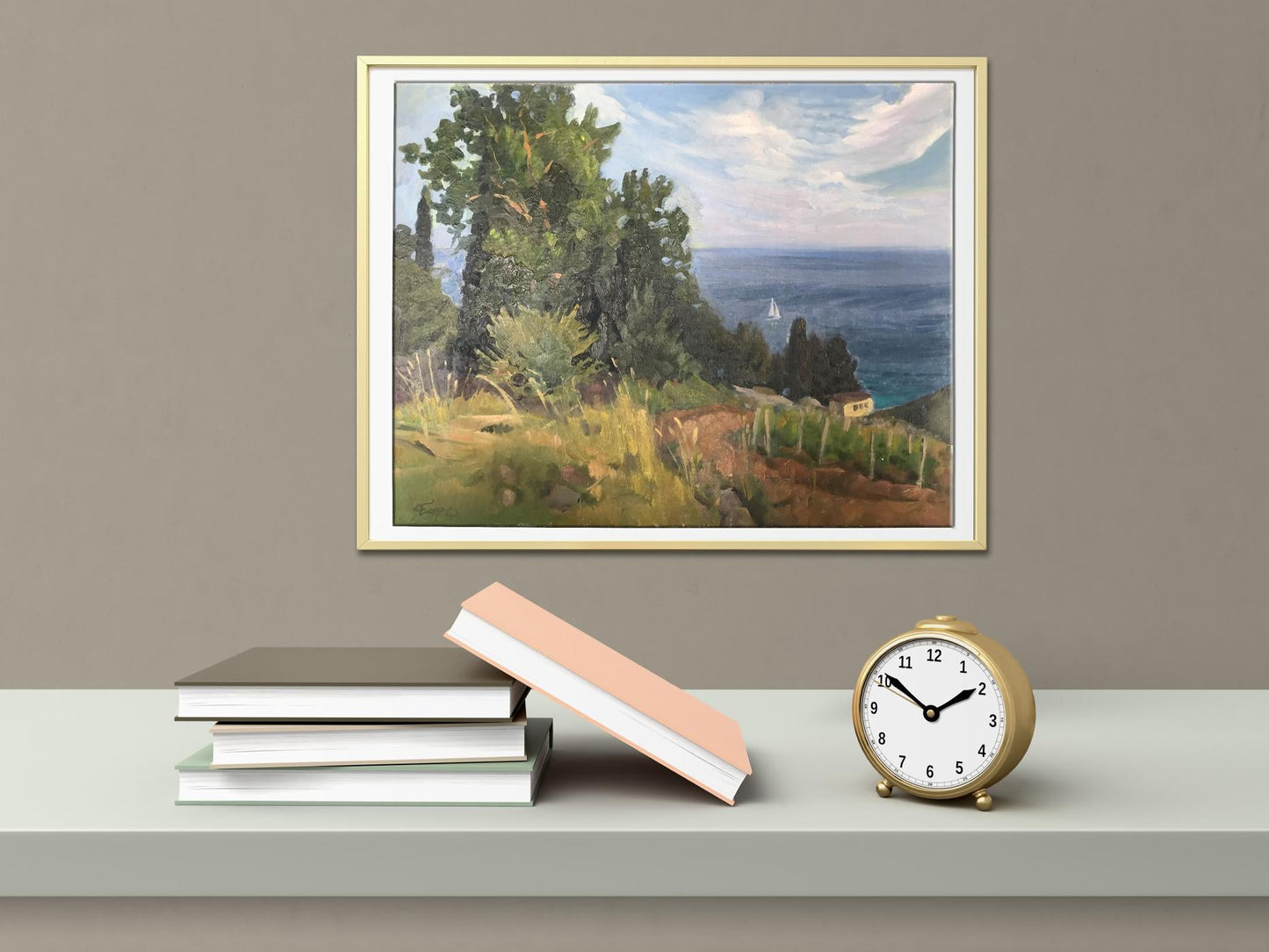 Batrakov's "Near the Black Sea" oil painting, evoking Black Sea tranquility.