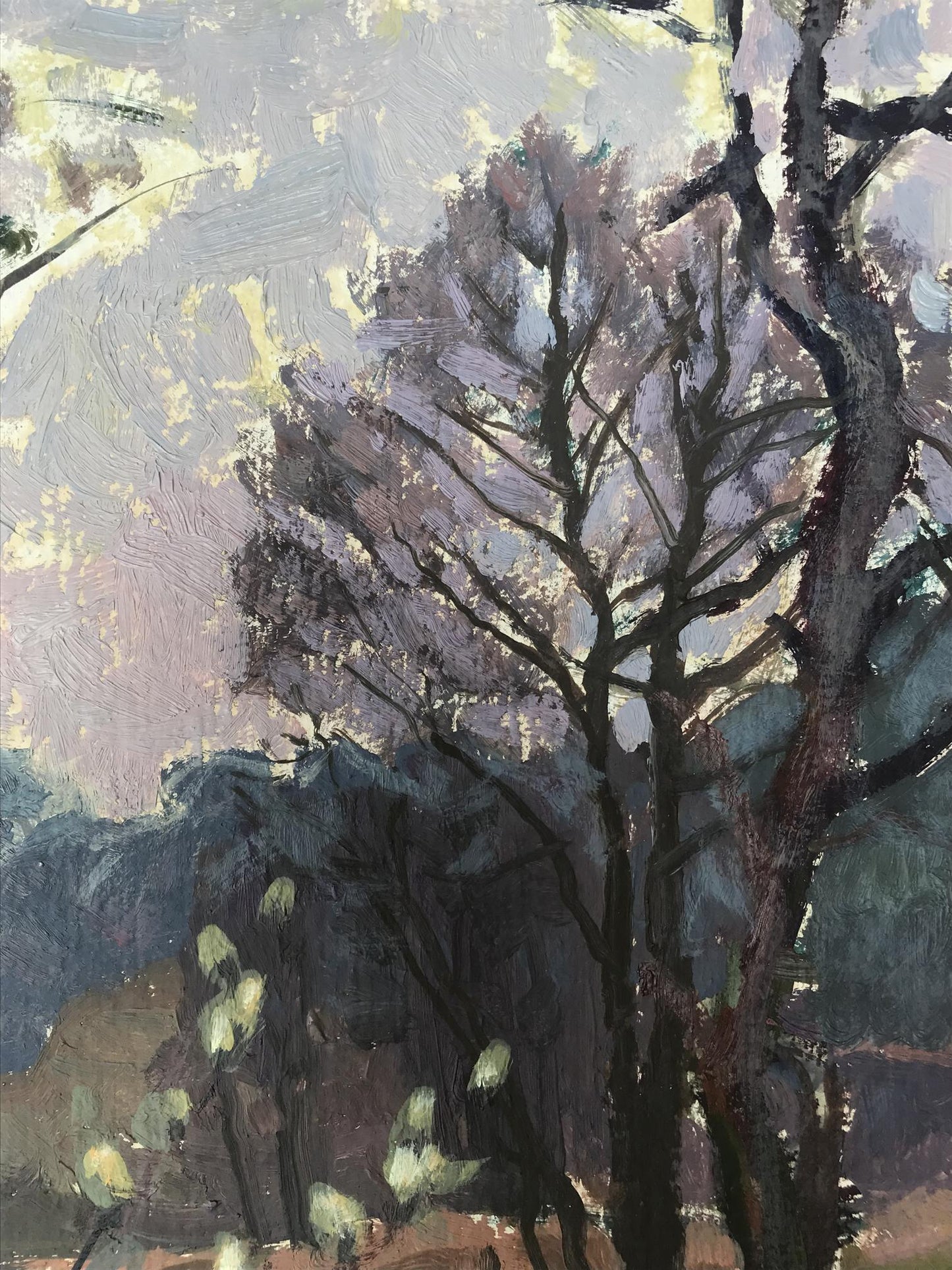 Oil artwork "Blooming Willow by the River" by Vladimir Batrakov