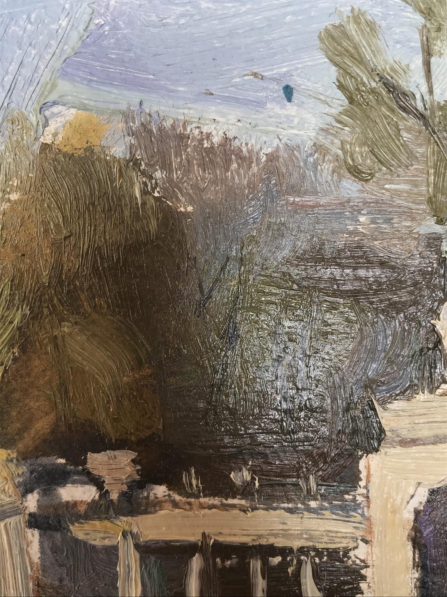 Oil painting City park Unknown artist