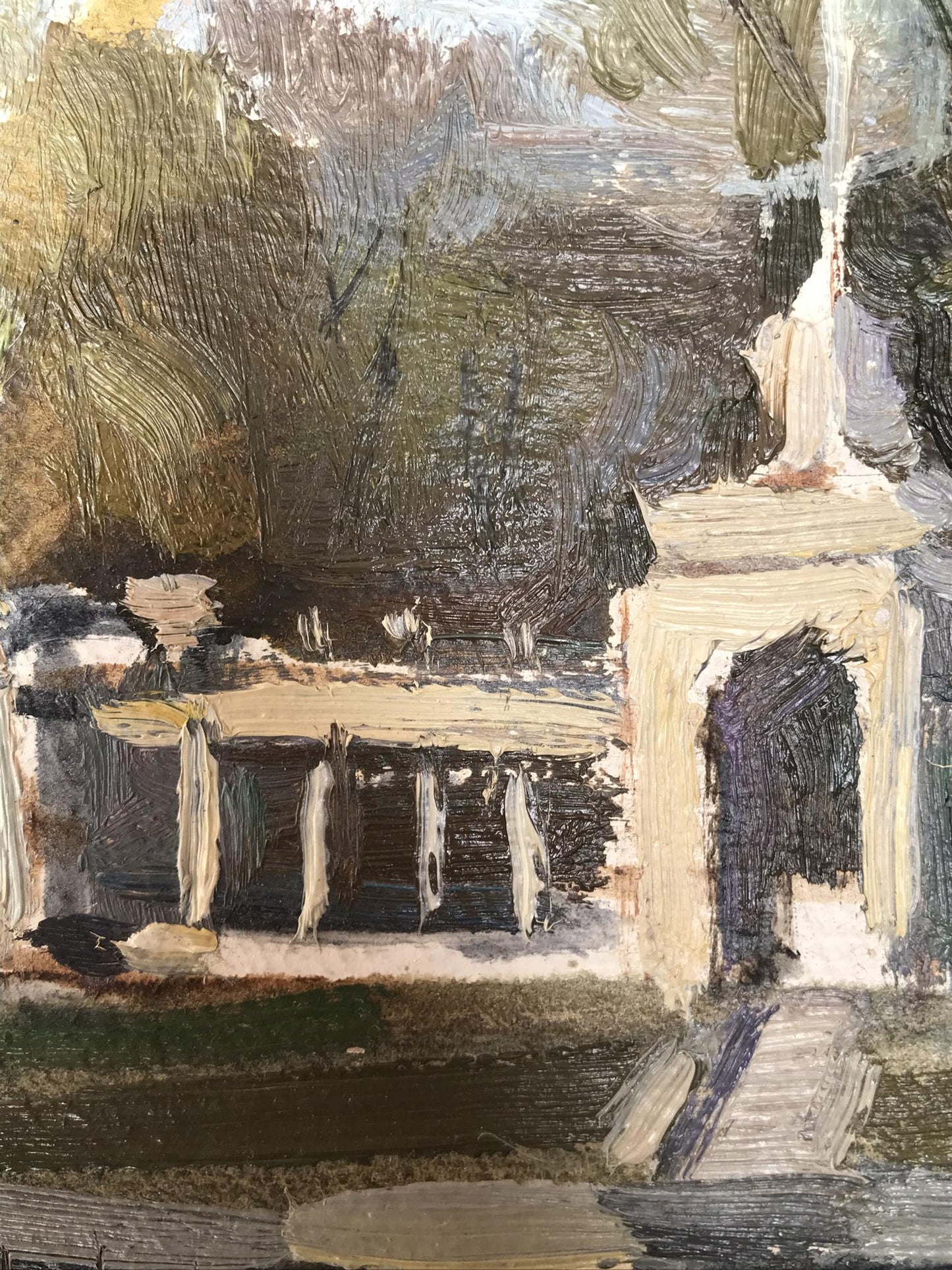 Oil painting City park Unknown artist
