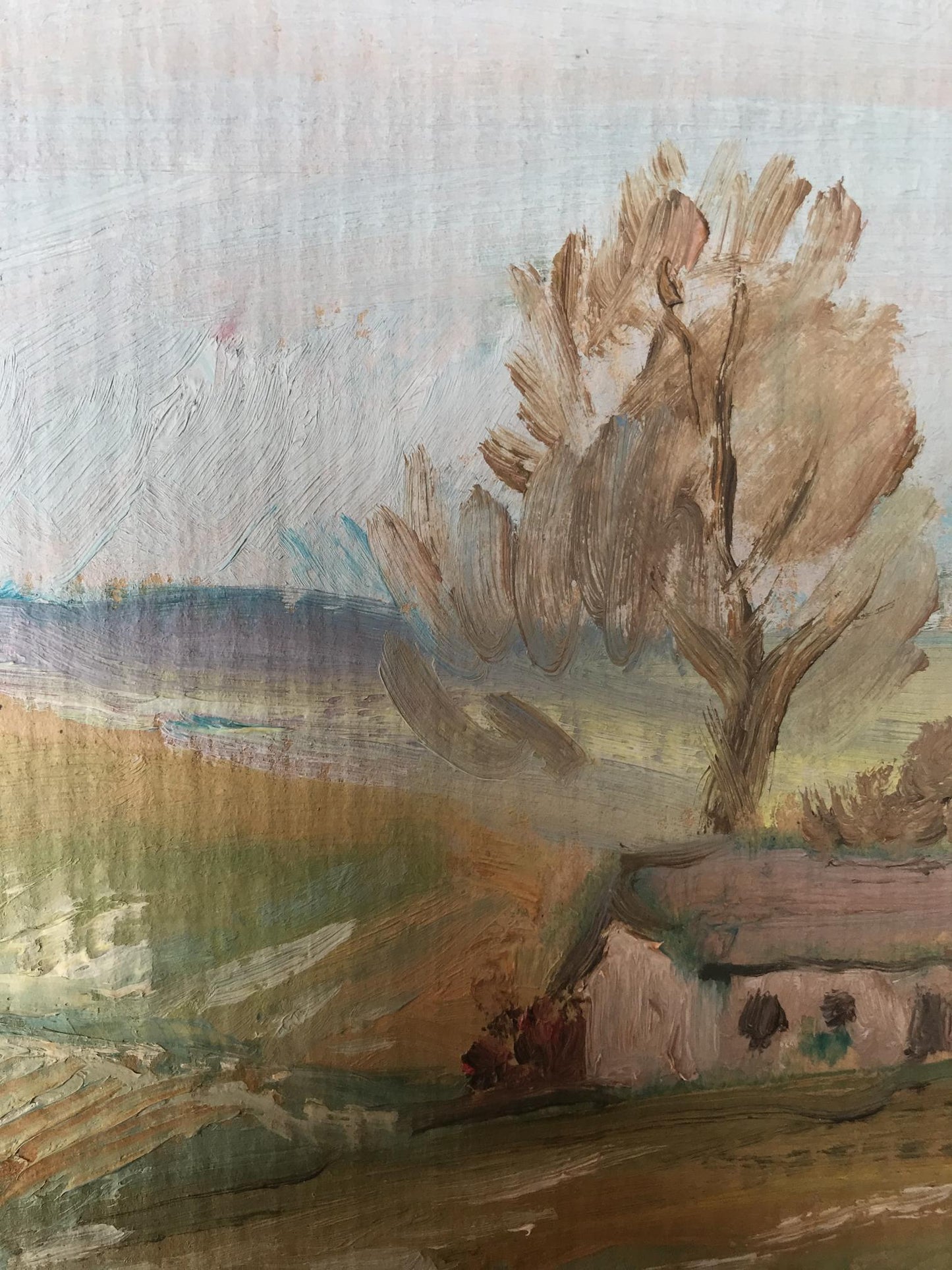 Oil painting House on the outskirts Unknown artist
