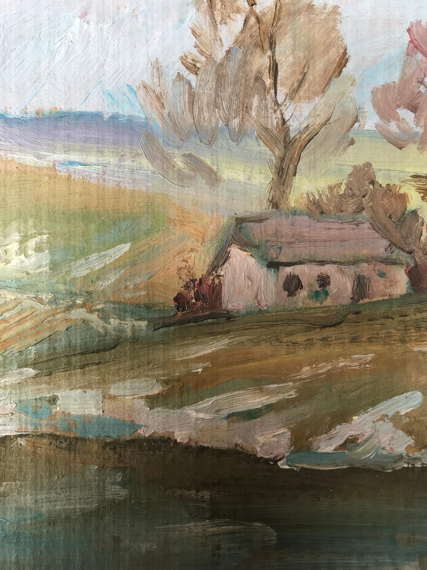 Oil painting House on the outskirts Unknown artist