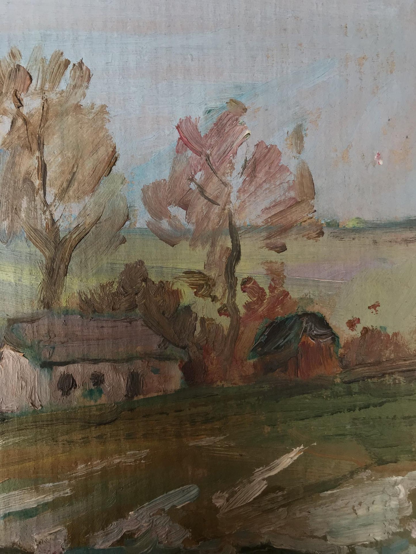 Oil painting House on the outskirts Unknown artist