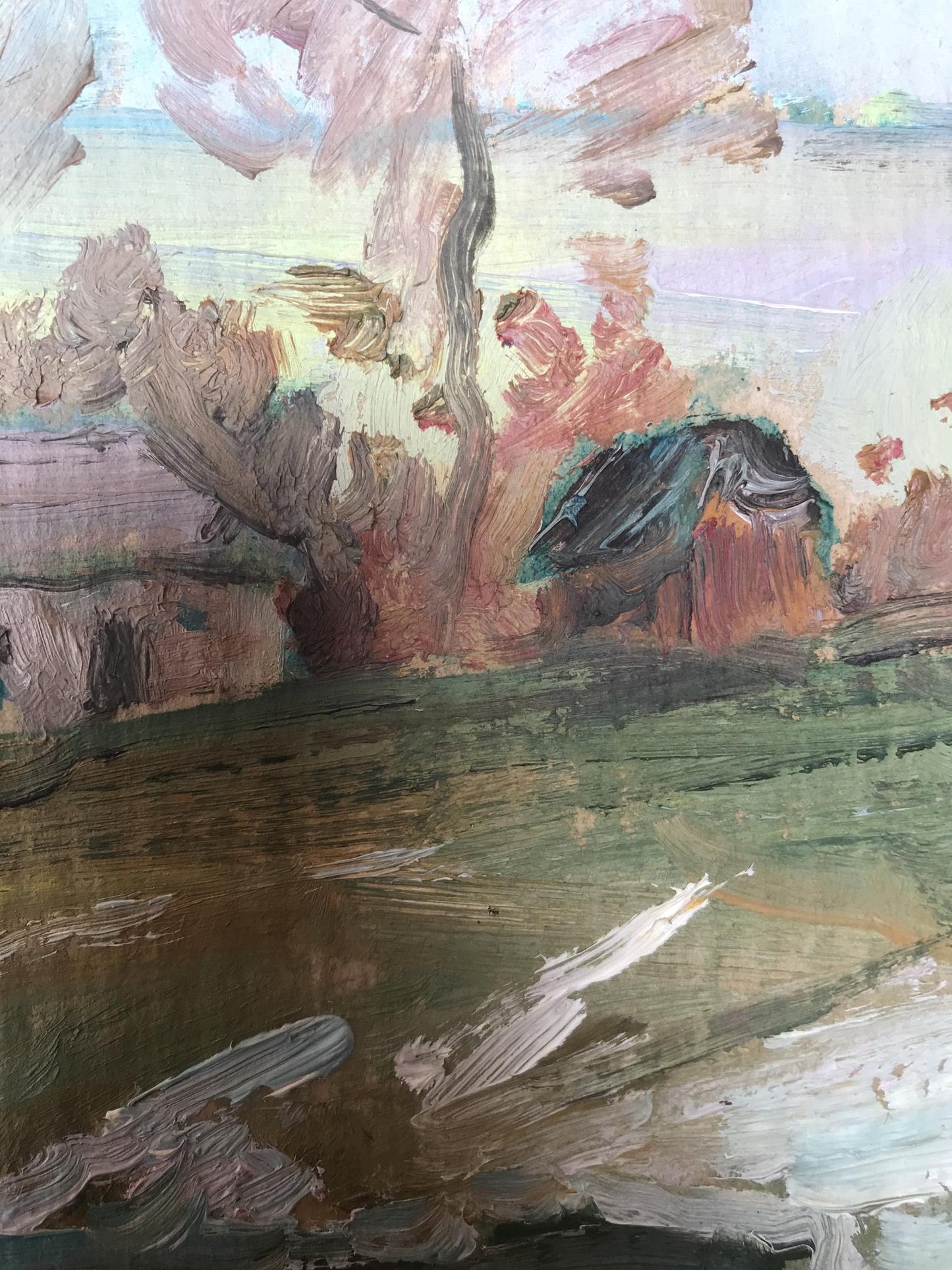 Oil painting House on the outskirts Unknown artist
