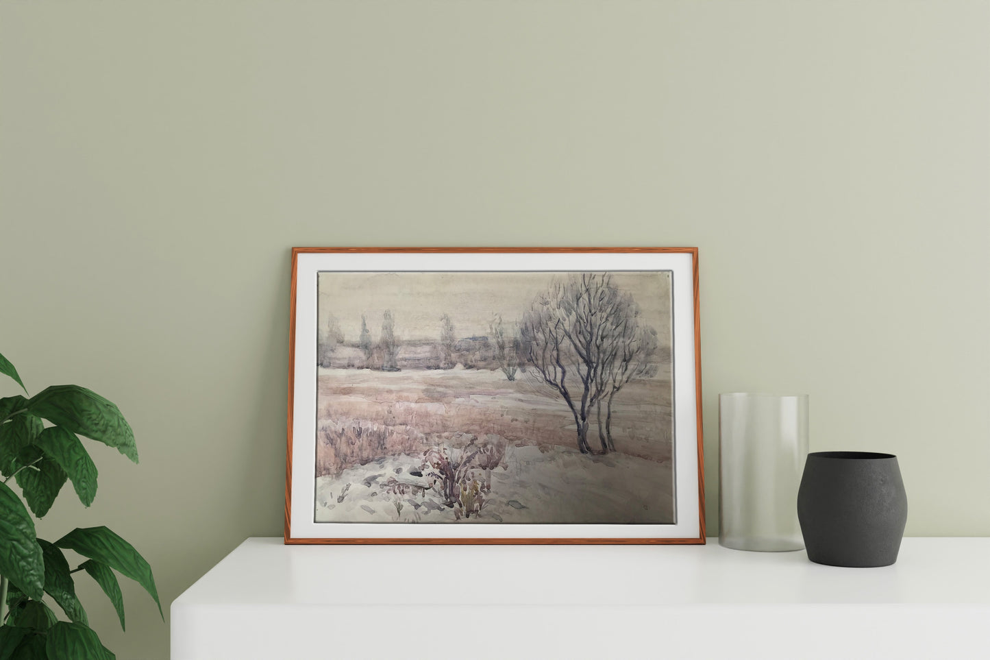 Watercolor painting The coming of winter Unknown artist