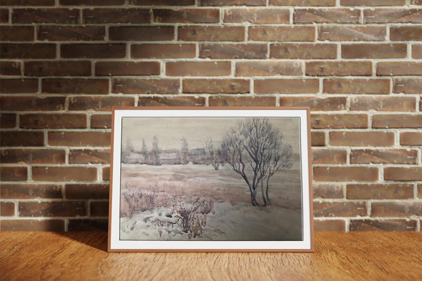 Watercolor painting The coming of winter Unknown artist