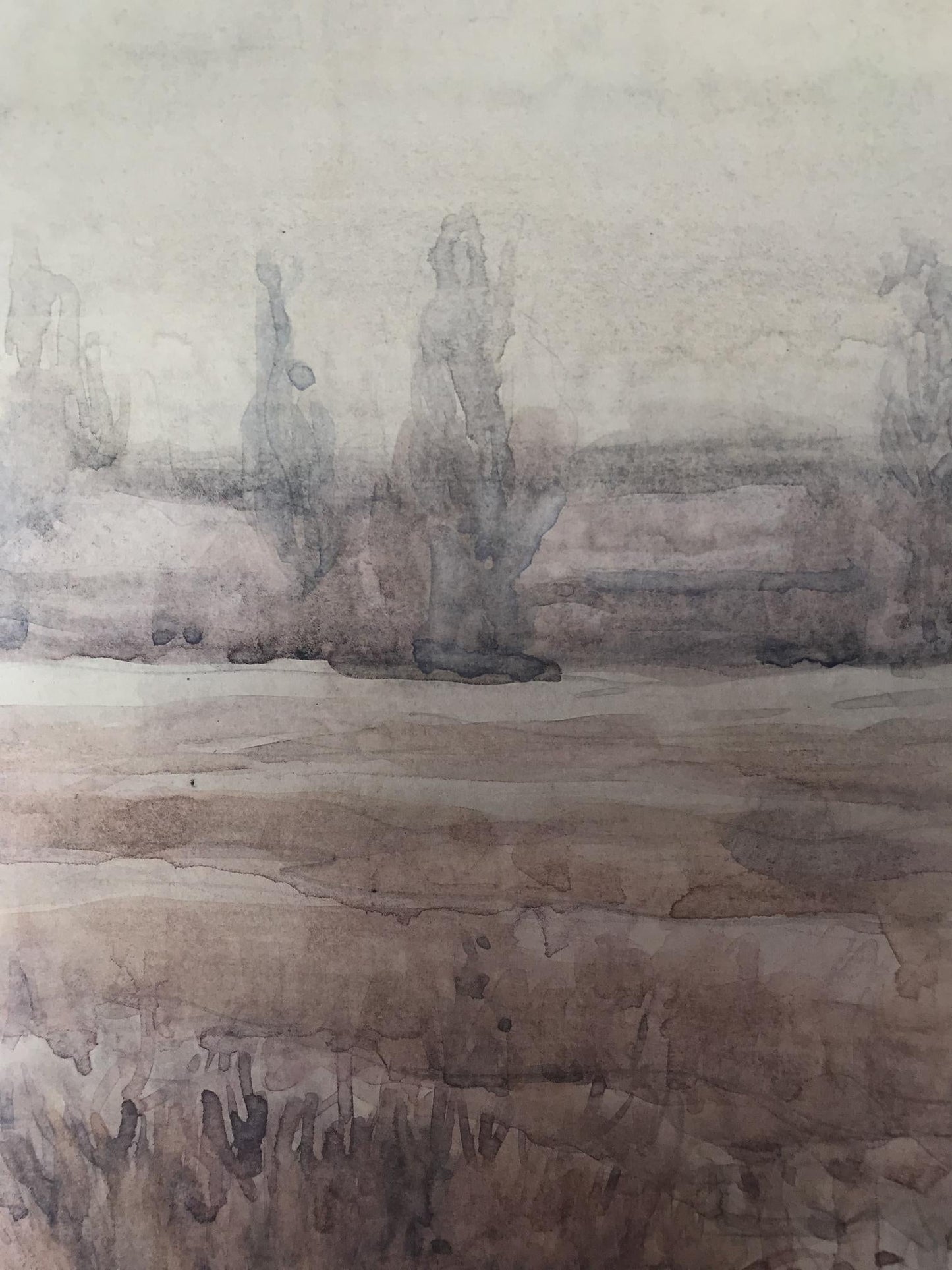 Watercolor painting The coming of winter Unknown artist