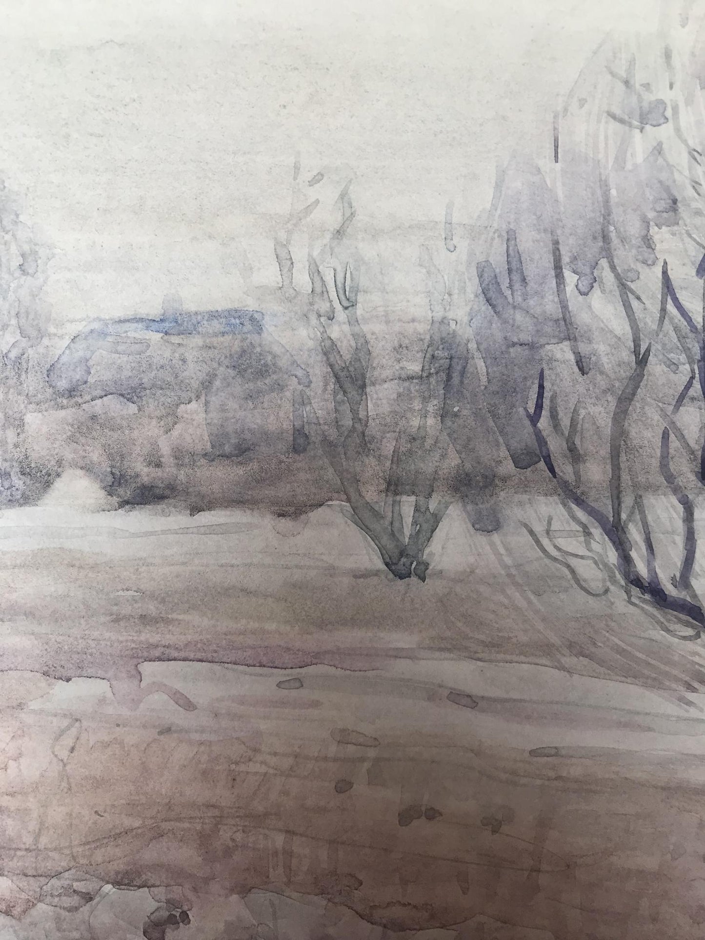 Watercolor painting The coming of winter Unknown artist